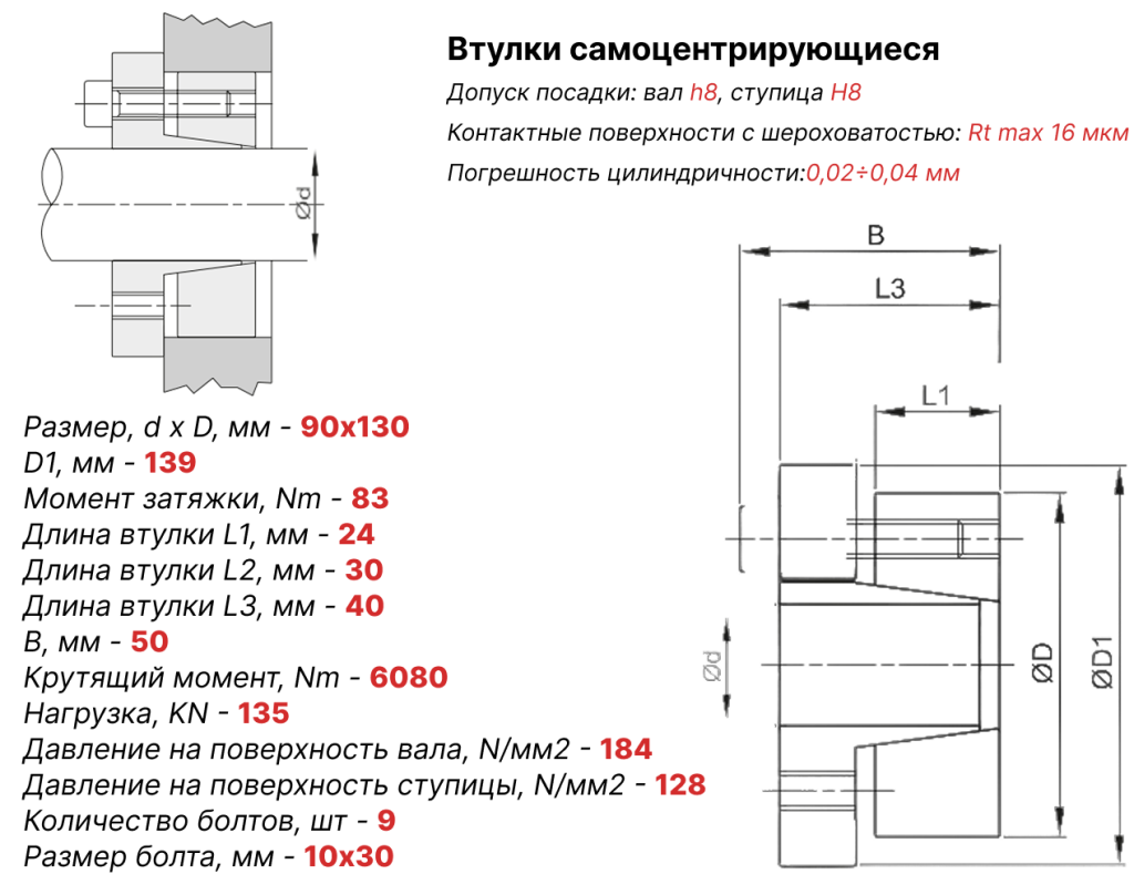 Чертеж втулка зажимная ВК16 90х130 Чертеж втулка зажимная ВК16 90х130